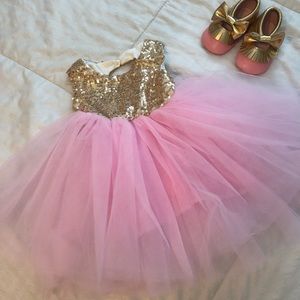 Baby girl gold pink tutu dress